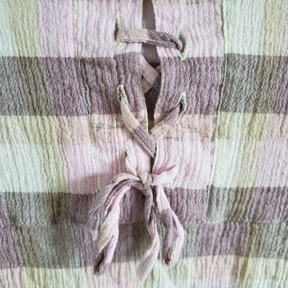 Soft Surroundings Woman Size XL Shirt Gauzy 100% Cotton  Pink Plaid Button Up - Picture 3 of 9